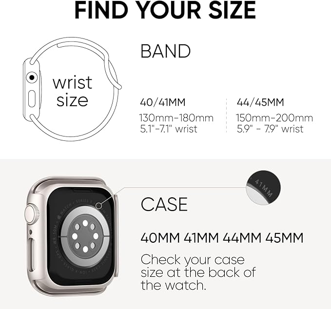 Compatible for Apple Watch Band 44mm 45mm and Case with Screen Protector, Soft Silicone Sport Strap Bands and Protective Cover with Tempered Glass for iWatch Series 9 8 7 SE 6 5 4