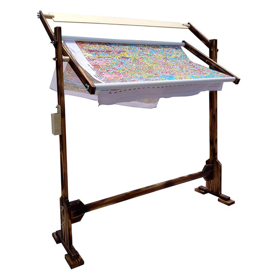 ELUKHT Cross Stitch Frame Stand, Wooden Adjustable Tapestry Frame Embroidery Stand, Frame 360° Rotation, with Wide Base Design, for Sewing Needlework Arts Crafts Embroidery Project