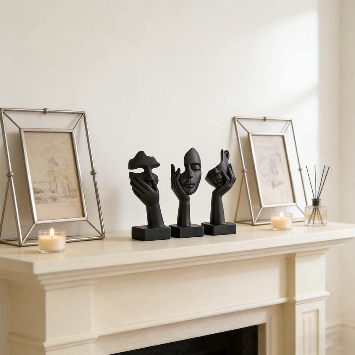 oliruim 3 Pcs Thinker Small Statue Set - Black Art Abstract Home Accent Figurines for Decor Bedroom, Shelves, Living Room Coffee Table, Office Desktop (3 Pcs Black, 6")