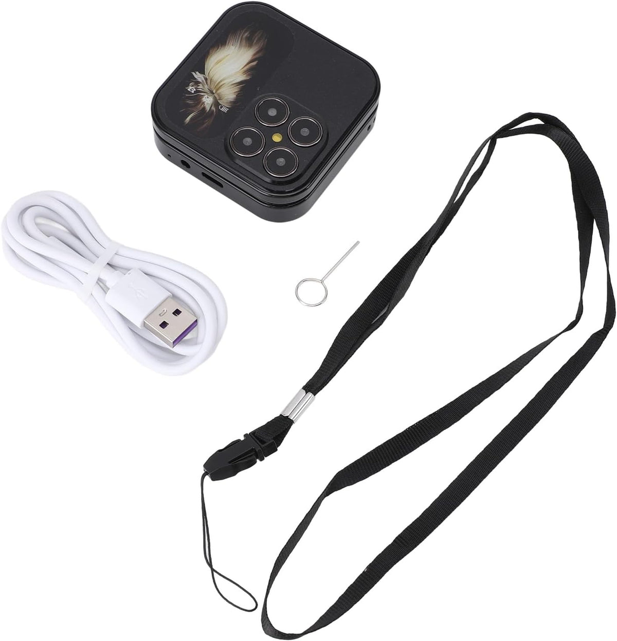 Brrnoo Flip Small Cell Phone Dual Nano SIM Media Player HD Rear Camera LED Flashlight GSM Network Seniors (Black)