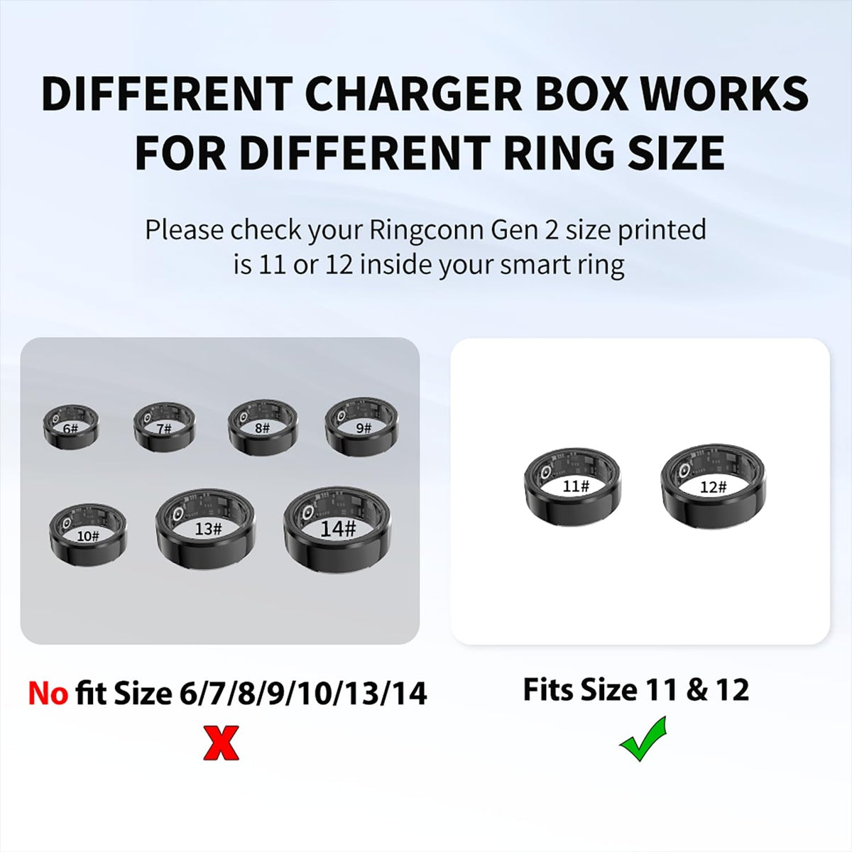 Charging Case Compatible with RingConn Gen 2 Ring Charger Small Portable Travel Charging Dock Box for RingConn Gen 2 Smart Ring Size 11 12