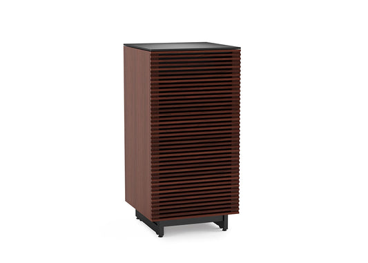BDI Furniture Corridor 8172-22'' Audio Cabinet with Flow-Through Ventilation, Cable Management, Adjustable Shelves, Louvered Doors, Satin-Etched Tempered Glass Top, Chocolate Stained Walnut