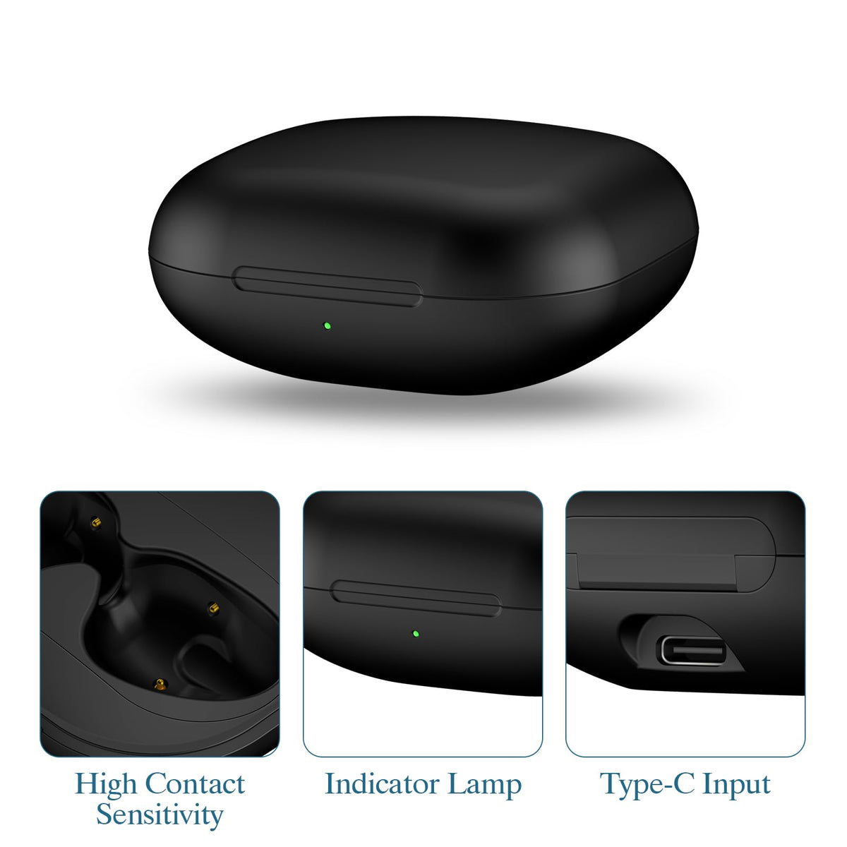 Jinstyles Wireless Charging Case Compatible for Beats Fit Pro, Portable Charger Case Replacement with Bluetooth Pairing Sync Button, 700mAh Built-in Battery (Not Included Earbuds) (Black)