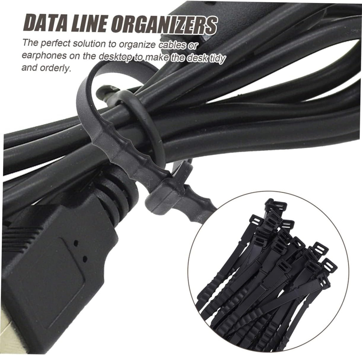 12pcs Silicone Cable Organizers Headphone Cord Keepers USB Cable Winders for Desk Nightstand Office Tangle Management