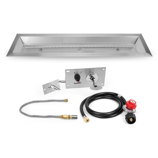 Stanbroil 48 x 6 Inch Stainless Steel Fire Pit Kits with Spark Ignition, Propane Gas Firepit Insert for Outdoor DIY Firepit Project - Propane Gas Version