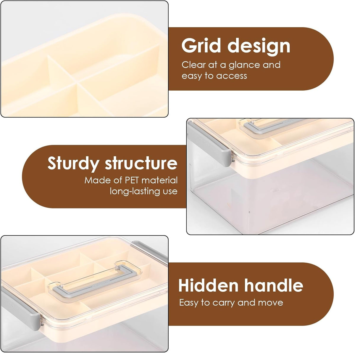 Skiennix Medicine Organizer Storage Box - Durable Plastic First Aid Container with Handle | Transparent Design