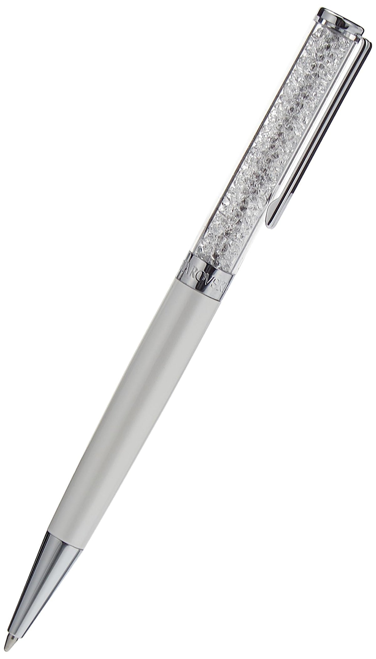 Swarovski Crystalline Ballpoint Pen, Black Ink in White Coloured Casing, Crystal Design, from the Crystalline Collection