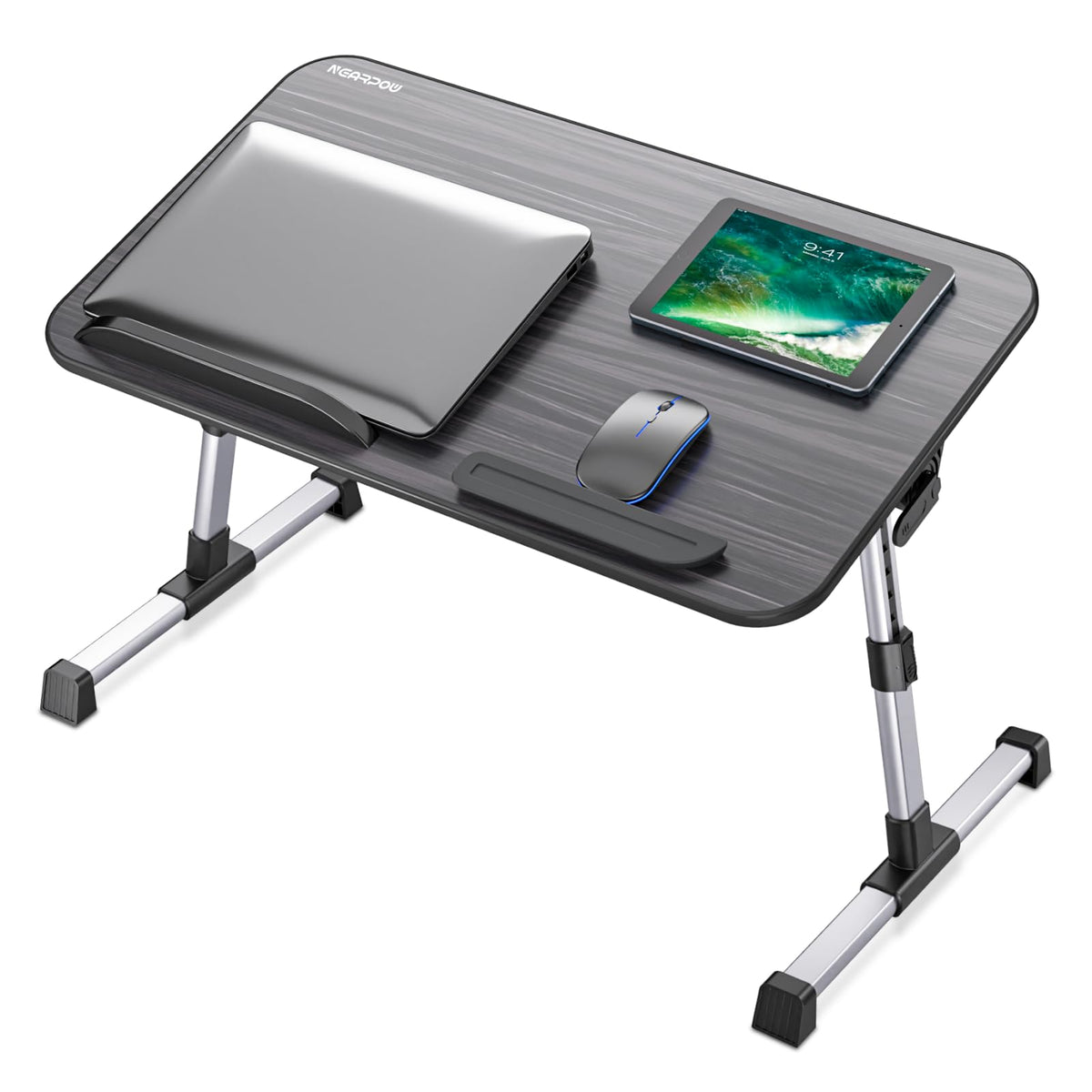 Laptop Bed Tray Table, Nearpow (Larger Size) Adjustable Laptop Bed Stand, Portable Standing Table with Foldable Legs, Foldable Lap Tablet Table for Sofa Couch Floor - Large Size