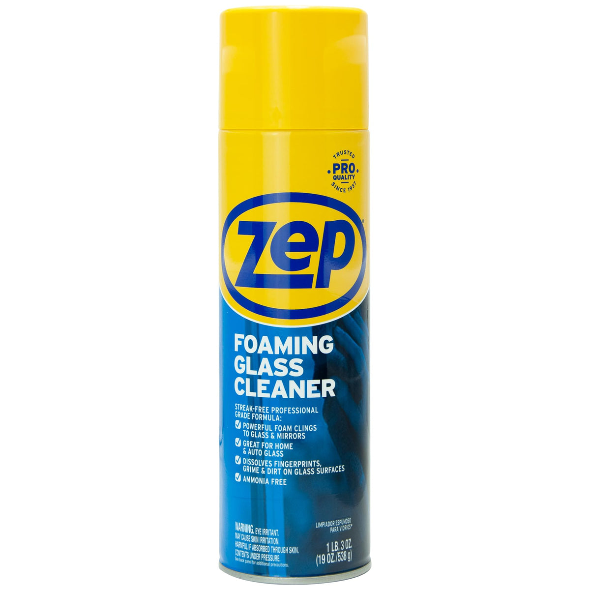 Zep Foaming Glass and Plexiglass Cleaner - 19 oz (Case of 4) ZUFGC19 - Foaming Formula Clings to Vertical Surfaces. Trusted by Pros