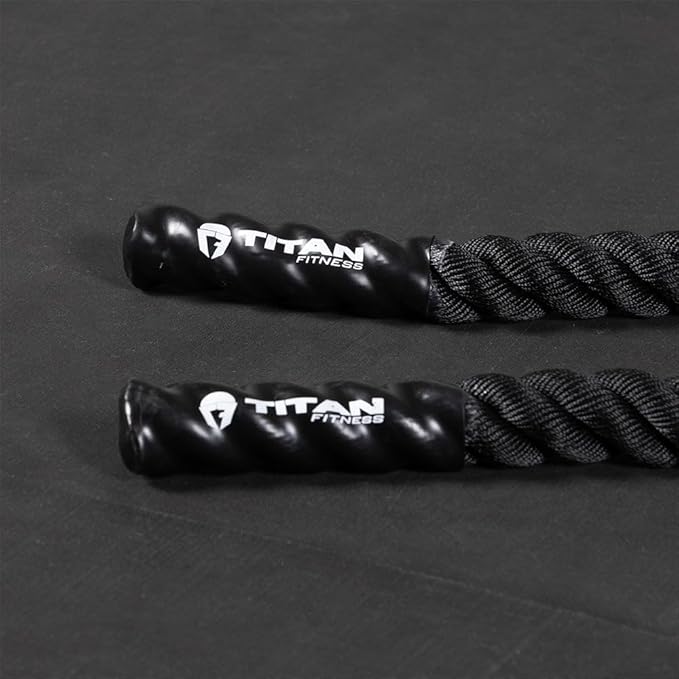 Titan Fitness Battle Rope 50ft x 2in, Poly Dacron Heavy Rope for Home Gym Conditioning Workouts, Cross-Train, Strength Training Exercises