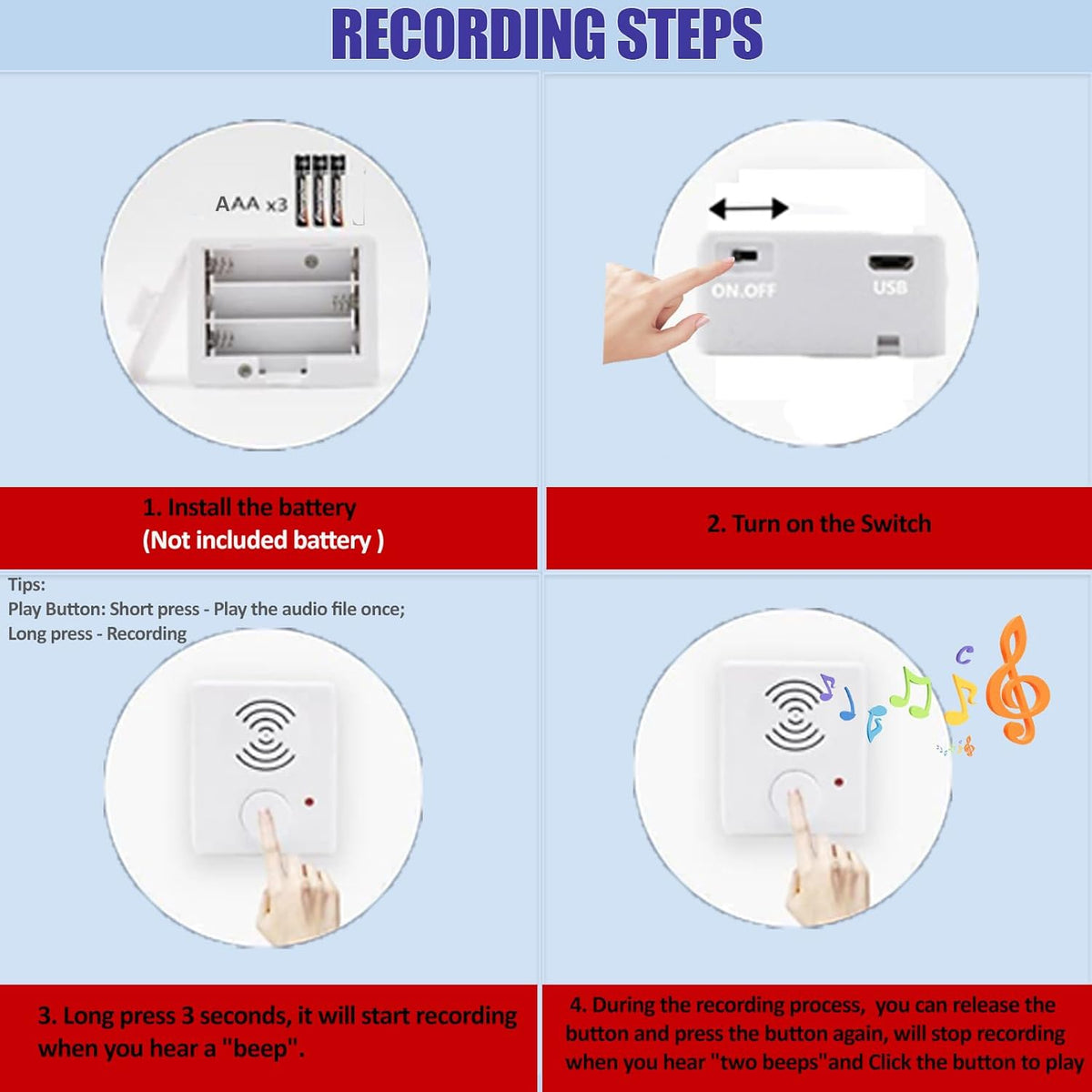 XLW 16 Items,etc-White-2P Minutes Voice Recorder for Stuffed Animals,Voice Box for Recordable Presents Button Sound Box