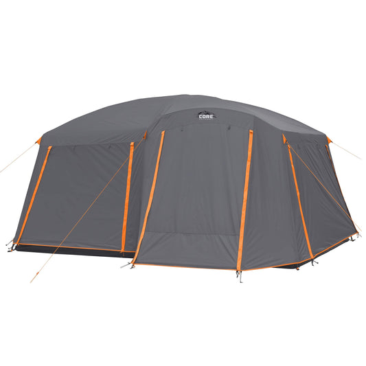 CORE 10 Person Cabin Tent | Large Portable Multi Room Family Tent with Full Rainfly for Weather Protection and Storage | Included Storage Pockets for Camping Accessories