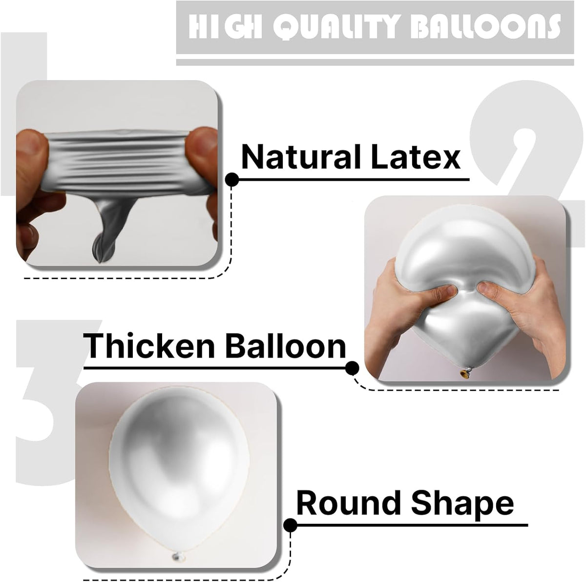 PartyWoo Silver Balloons - 101pcs 12 Inch Latex Helium Balloons for Celebrations & Events