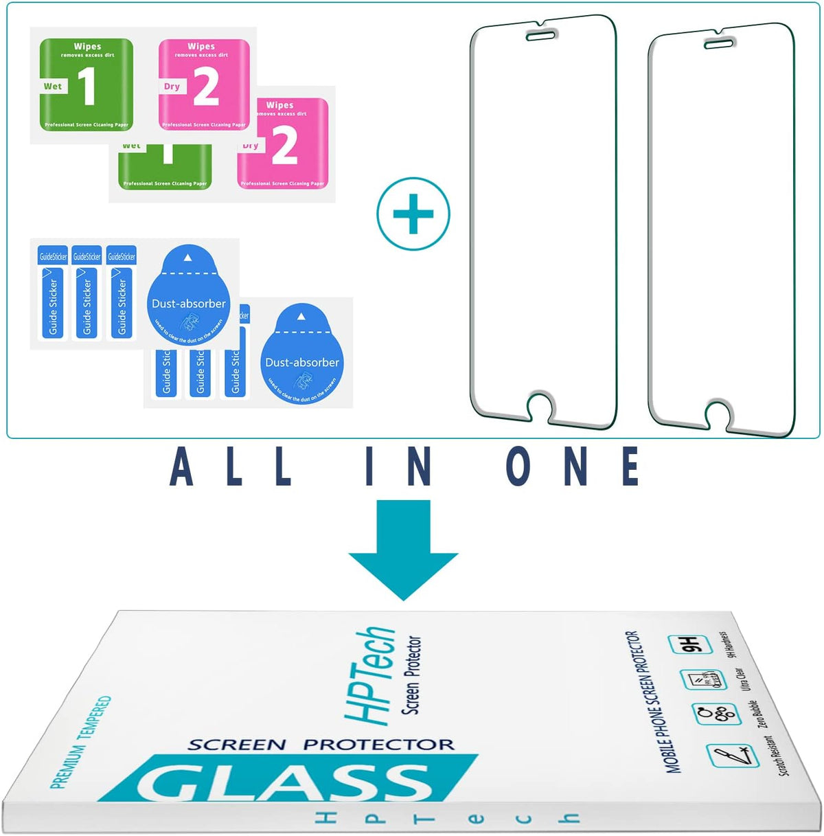 (2 Pack) 3, 2022, 2, 2020 HPTech Screen Protector for iPhone SE SE iPhone SE SE Tempered Glass, Anti Scratch, Bubble