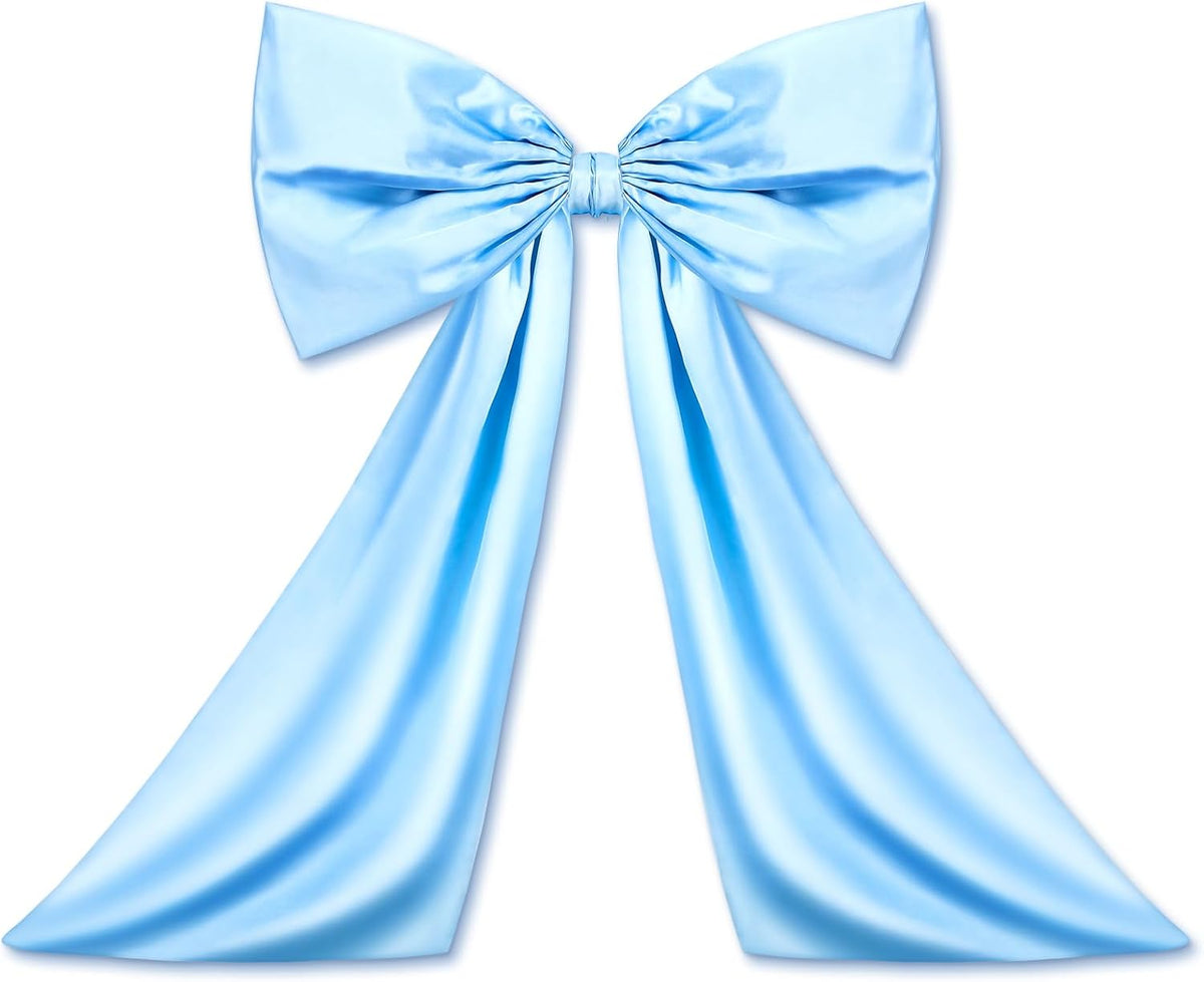 Wavwavw Sky Blue Large Bow Decor - Giant Satin Ribbon Tie for Birthday & Wedding Decor | 24 x 18 Inches