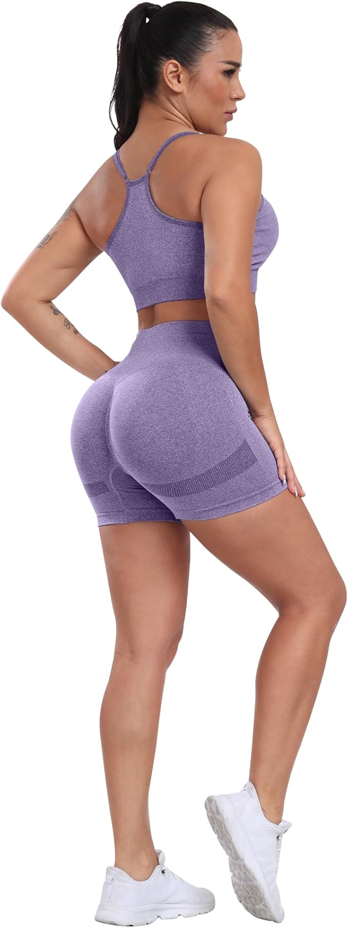 CHRLEISURE Women's 4 Packs Workout Gym Shorts, High Waisted Butt Lifting Scrunch Butt Seamless Booty Shorts
