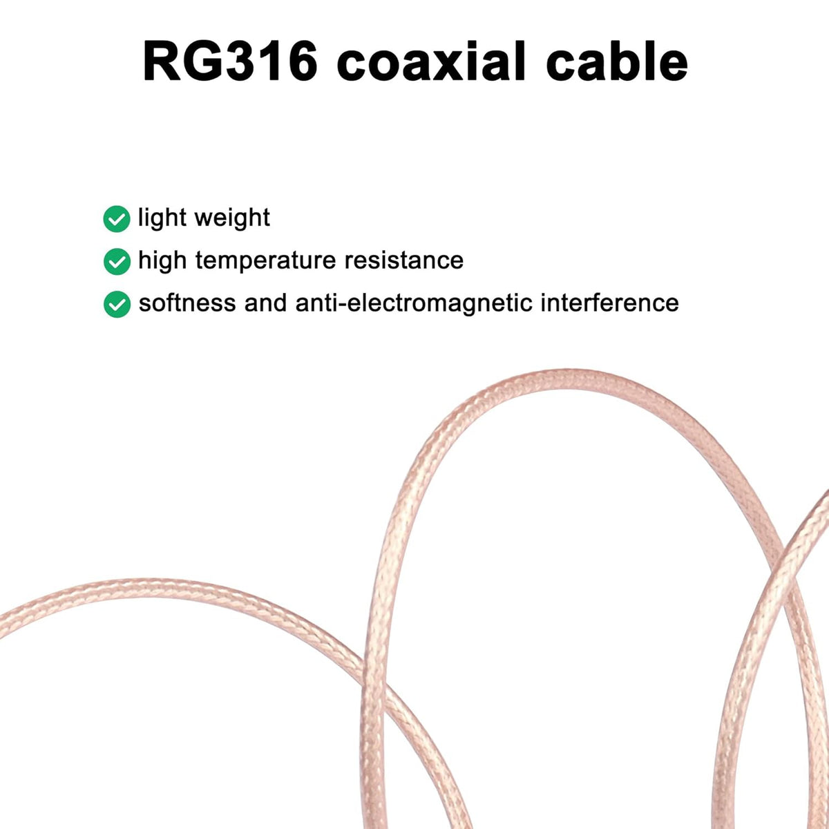 RG316 -0.8M/2.6FT 2PCS XMSJSIY BNC Pigtail Cable Bare Wire Coaxial Coax Antenna Open End Connector Adapter Extension