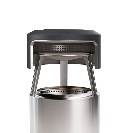 Solo Stove Bonfire Pi Fire | Pizza Oven Accessory for Bonfire Fire Pit, Incl. Carry Case & Cordierite Pizza Stone, Wood Burning Assembly, Stainless Steel, (H x Dia): 16.9 x 19.3 in, 19.6 lbs