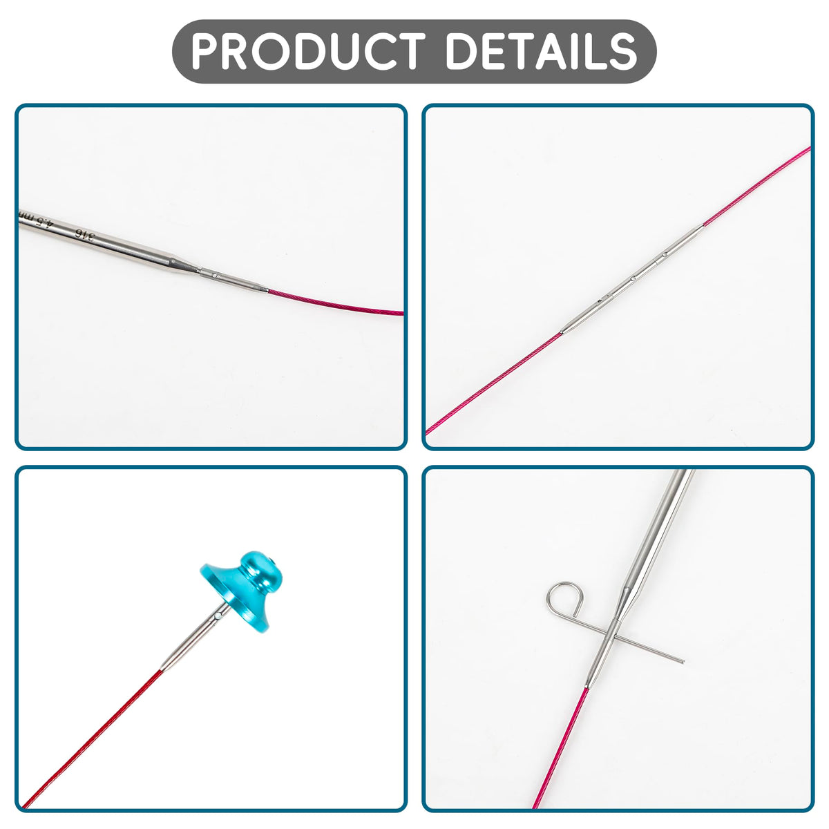 Froggod 5-Inch Stainless Steel Lace Interchangeable Circular Knitting Needle Set, Sizes US 0, 1, 2, 3, 4, 5, 6, 7, 8 Interchangeable Knitting Needles Lace-Tip with 4 Assorted Cables with Project Bag