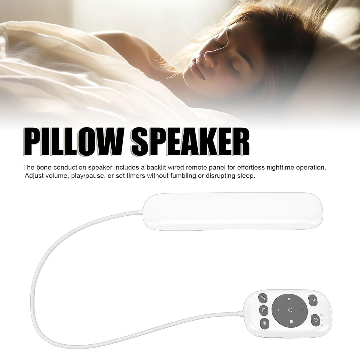 Tangxi 3 36 Under Pillow Speaker with Remote, Mini Portable Bluetooth Pillow Speaker Bone Conduction Wireless Sleep Aid