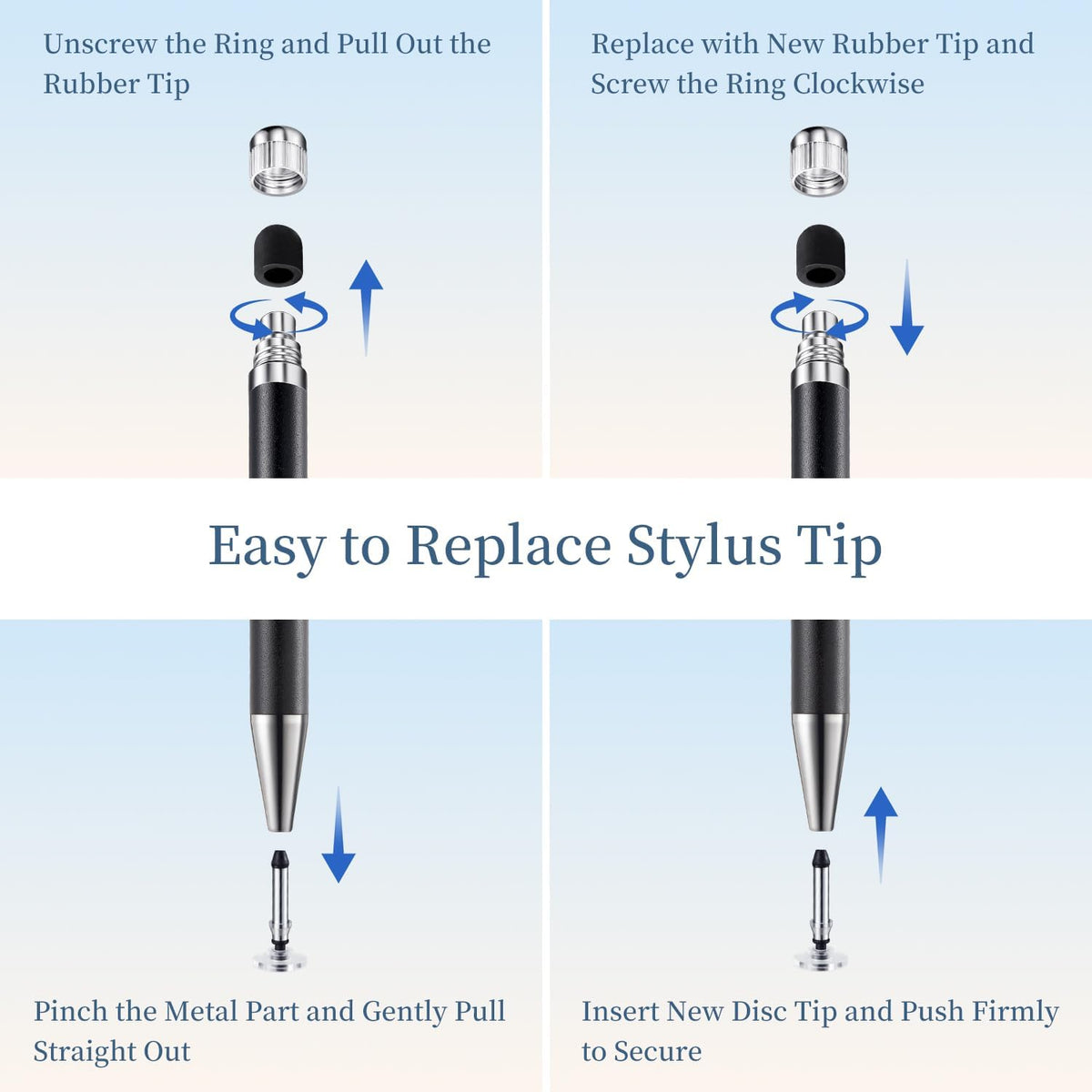 ChaoQ 2-in-1 12pcs Stylus Pen for Touchscreen, High Sensitivity and Precision Stylus Pens for iPad iPhone Android