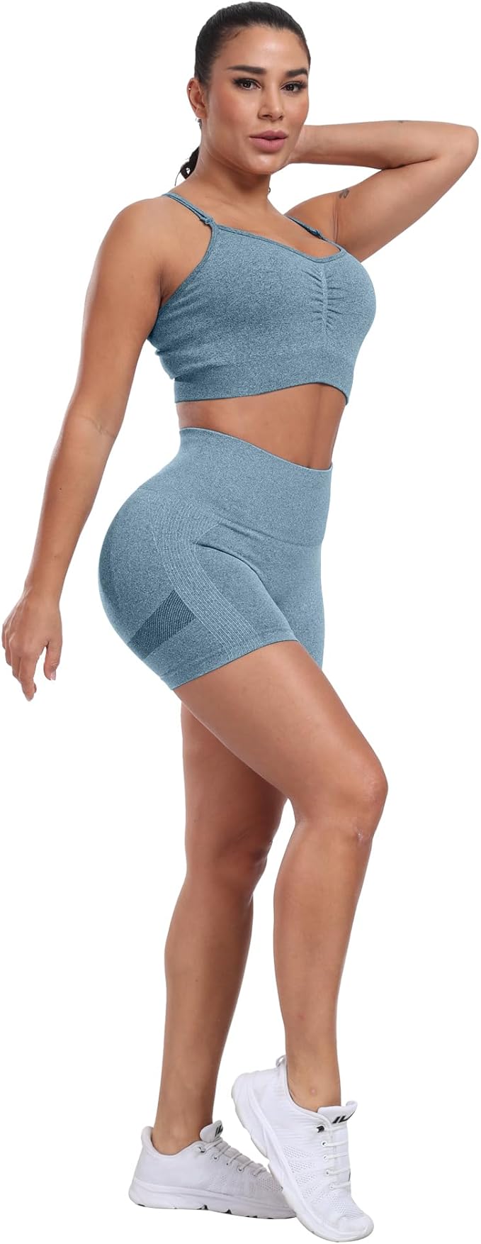 CHRLEISURE Women's 4 Packs Workout Gym Shorts, High Waisted Butt Lifting Scrunch Butt Seamless Booty Shorts