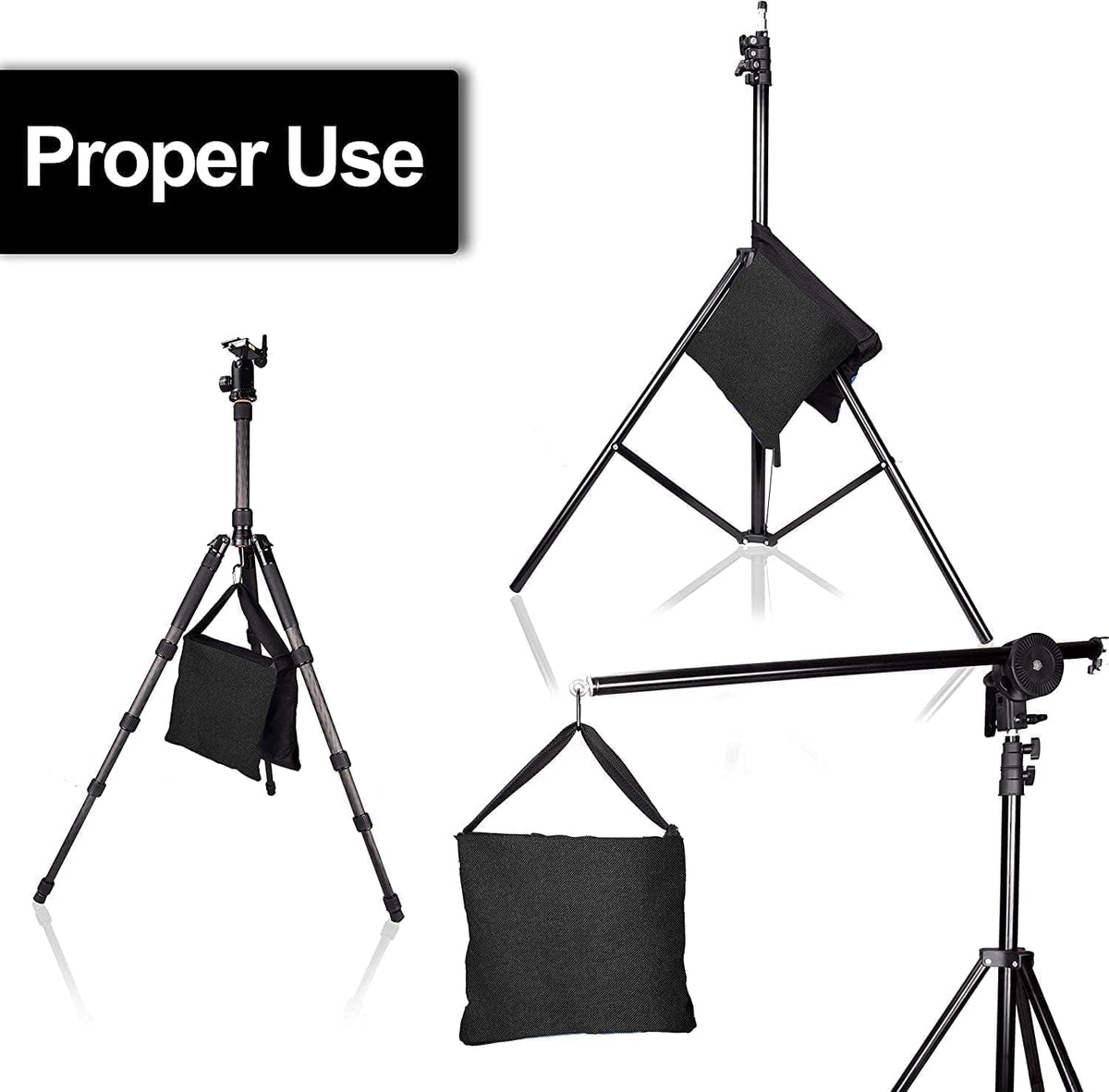 -4 Packs Set(Black) EMART Heavy Duty Sandbag Photo Studio Weight Bag Saddlebag Design for Photography Light Stand
