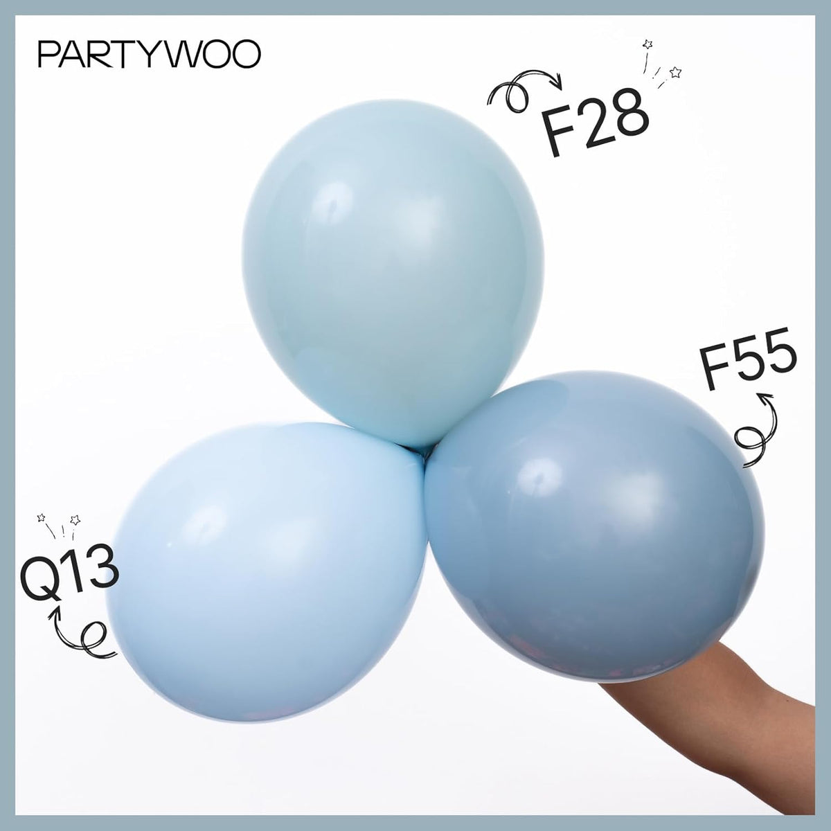 PartyWoo Dusty Blue Balloons - 101pcs 12 Inch Slate Blue Latex Helium Balloons for Celebrations