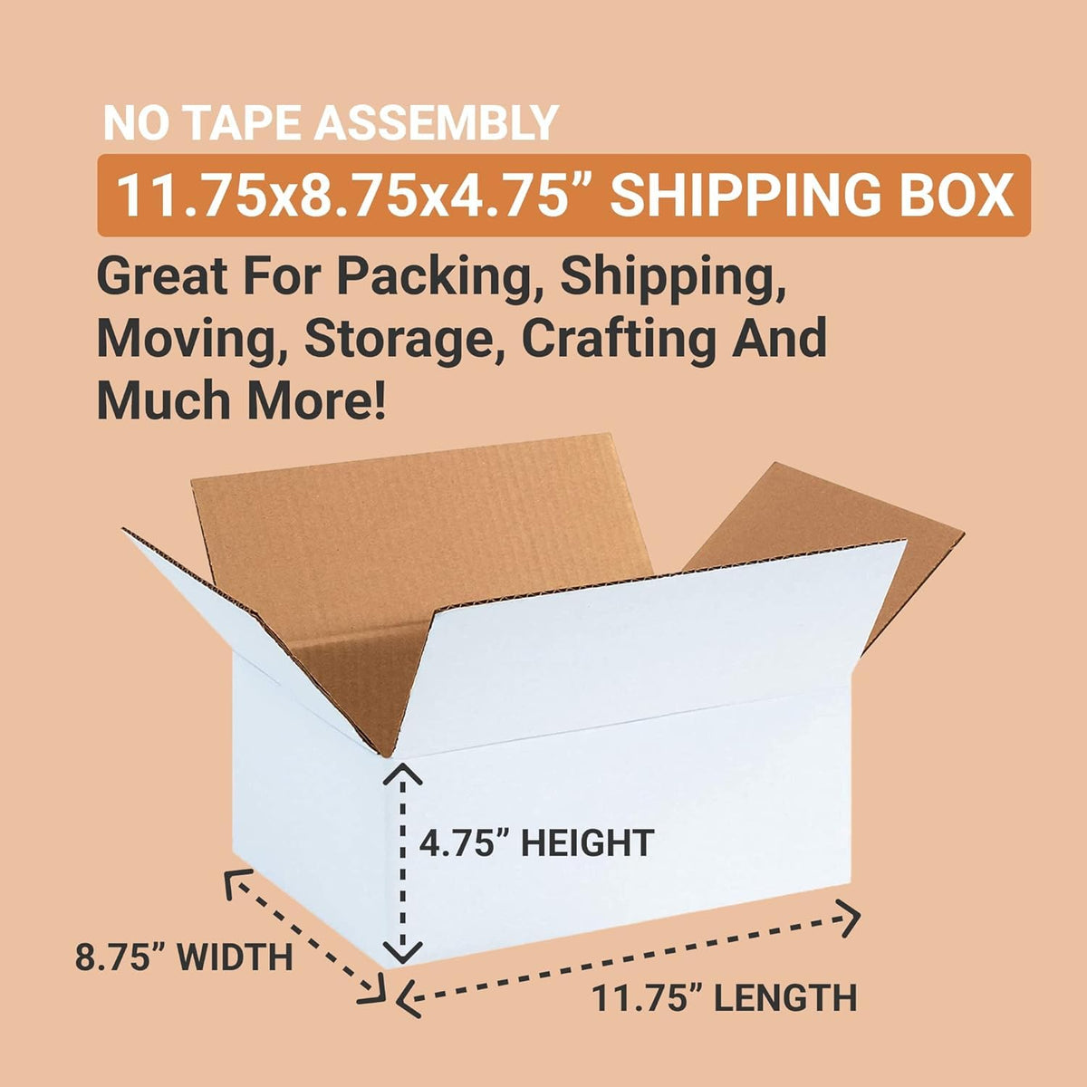 BOX USA Shipping Boxes Small 12"L x 10"W x 8"H 25-Pack - Corrugated Cardboard Box for Moving, Mailing, Packing, Packaging and Storage