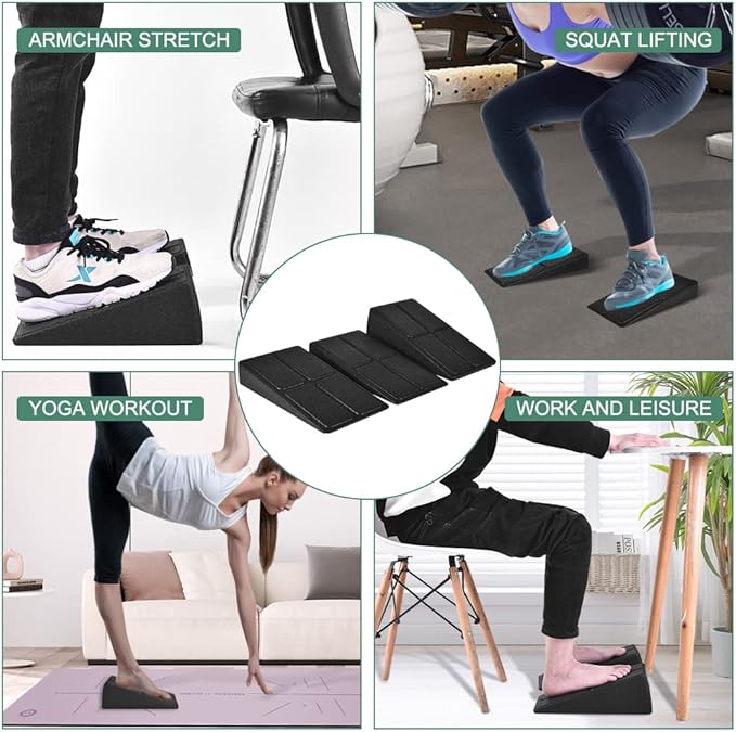 Slant Board Squat Wedge for Calf Stretchingï¼? Pcs 12" x 6.3" Foot Stretcher Balance Board for Plantar Fasciitis, Adjustable Foam Slant Board Wedge Great for Exercises
