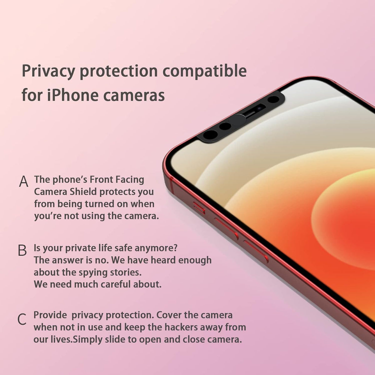 EYSOFT 11/11 Pro/11 12/12 /12Pro /12Pro Phone Front Camera Cover,Webcam Cover Compatible for iPhone X/XS/XR/XS Max