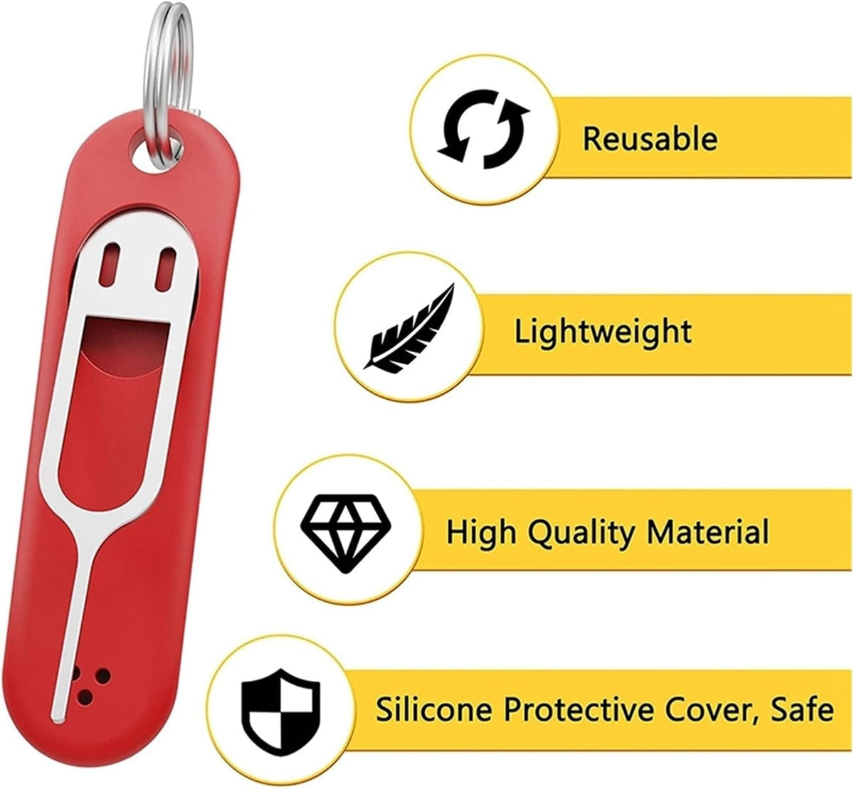 BEUTEE 6Pcs SIM Card Removal Tool-Sim Card Tray Pin Eject Removal Tool Needle Opener Ejector,with Removable Key Chain