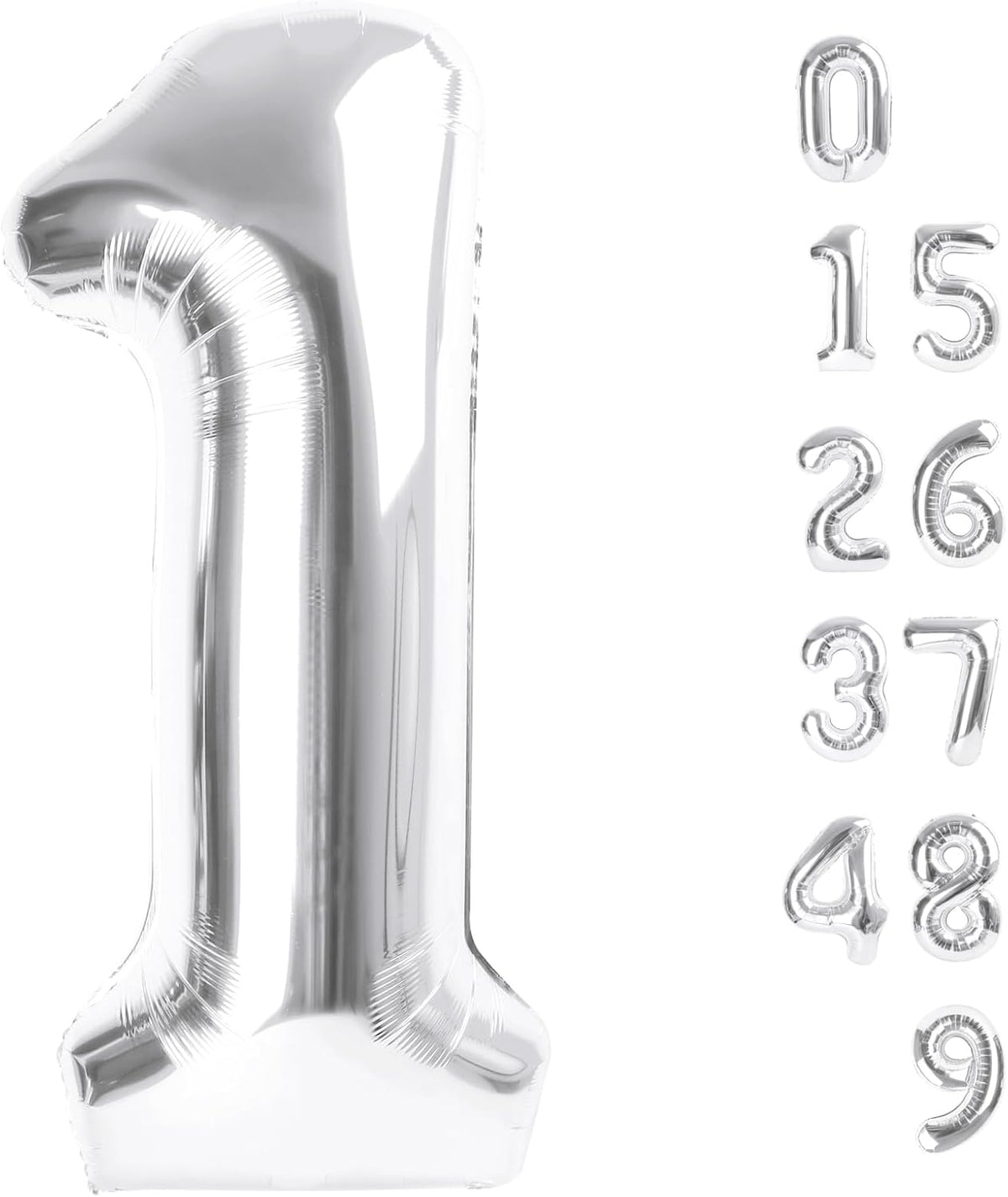 Number Balloons - 40 Inch Silver 1 Balloon for 1st Birthday Party Decorations & Baby Showers