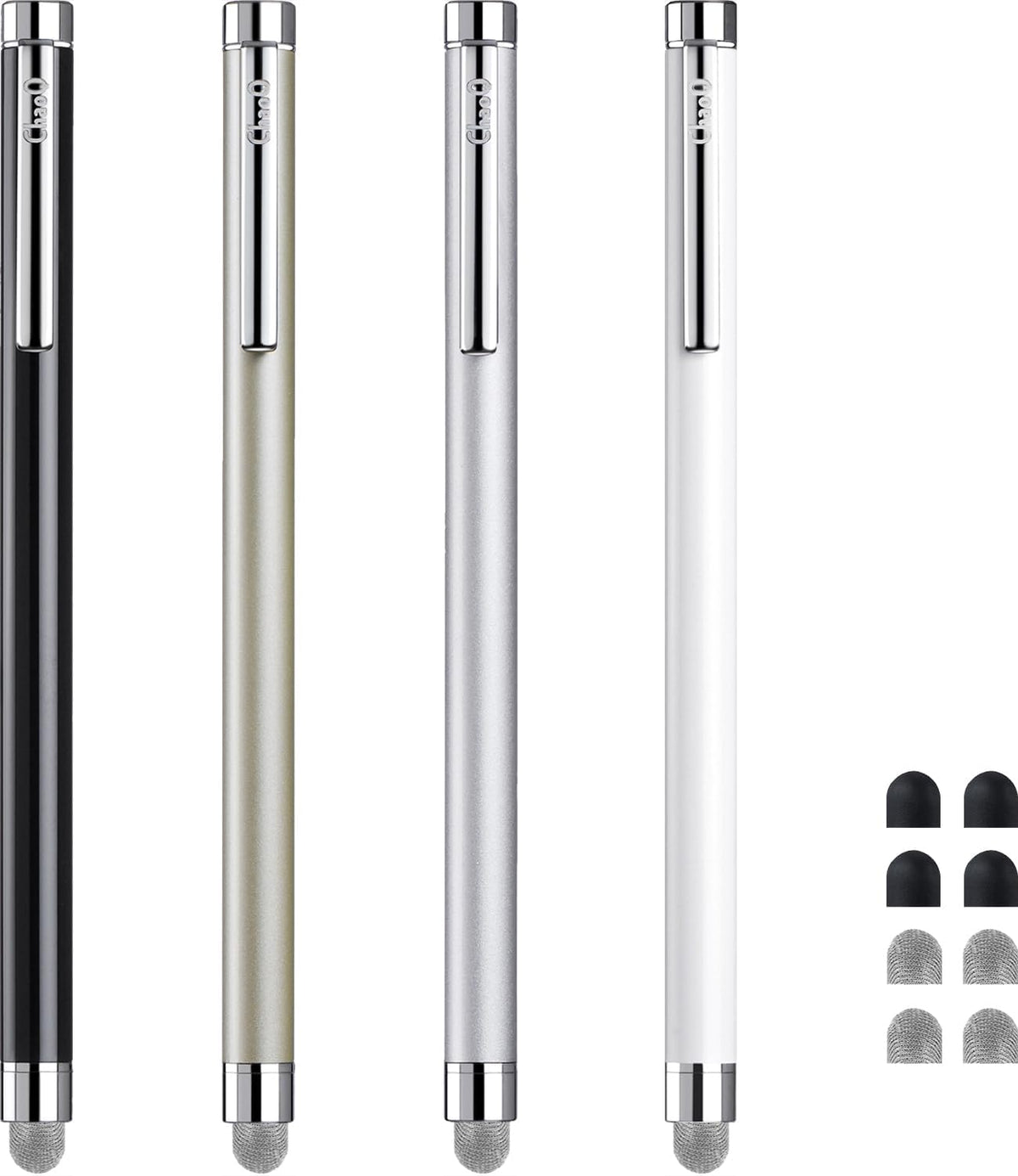 ChaoQ 4 4 4 Stylus Pens for Touch Screens, Pcs Mesh Fiber Stylus, with Replaceable Mesh Tips and Replaceable Rubber