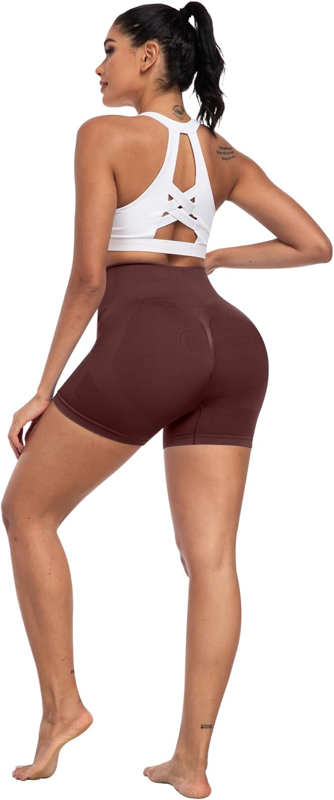 CHRLEISURE Women's 4 Packs Workout Gym Shorts, High Waisted Butt Lifting Scrunch Butt Seamless Booty Shorts