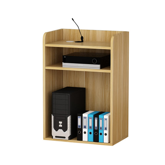 Lectern Podium Stand, Podium,Standing Desk Host Stage Speaking Reading Table for Classroom with Wire Hole, Apply to Conference Auditorium/Light Walnut/63x40x110cm