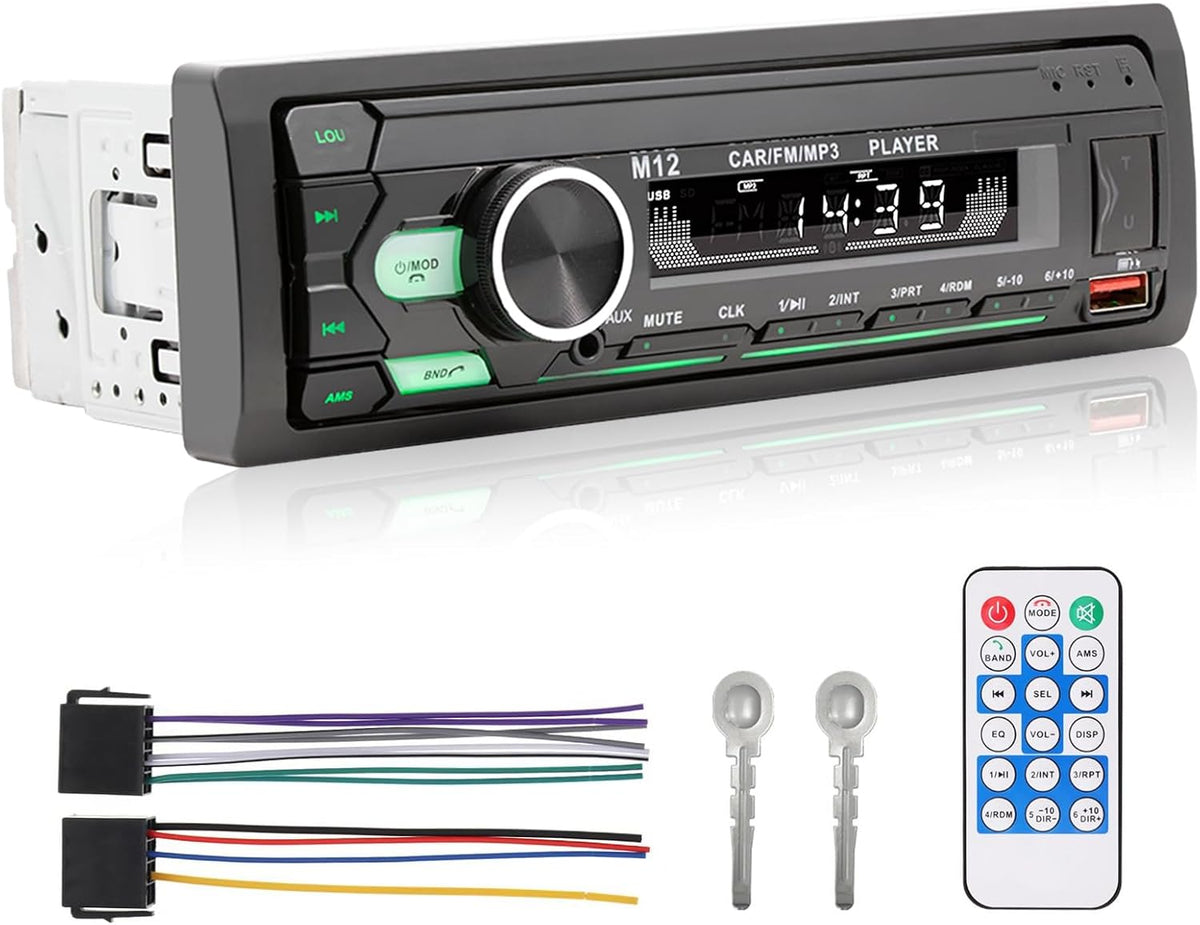 ePathChina 12V MP3 FM/MP3/WMA/FLAC/AUX/TF Car Audio Bluetooth LCD Single DIN Car Stereo, Car Radio Player