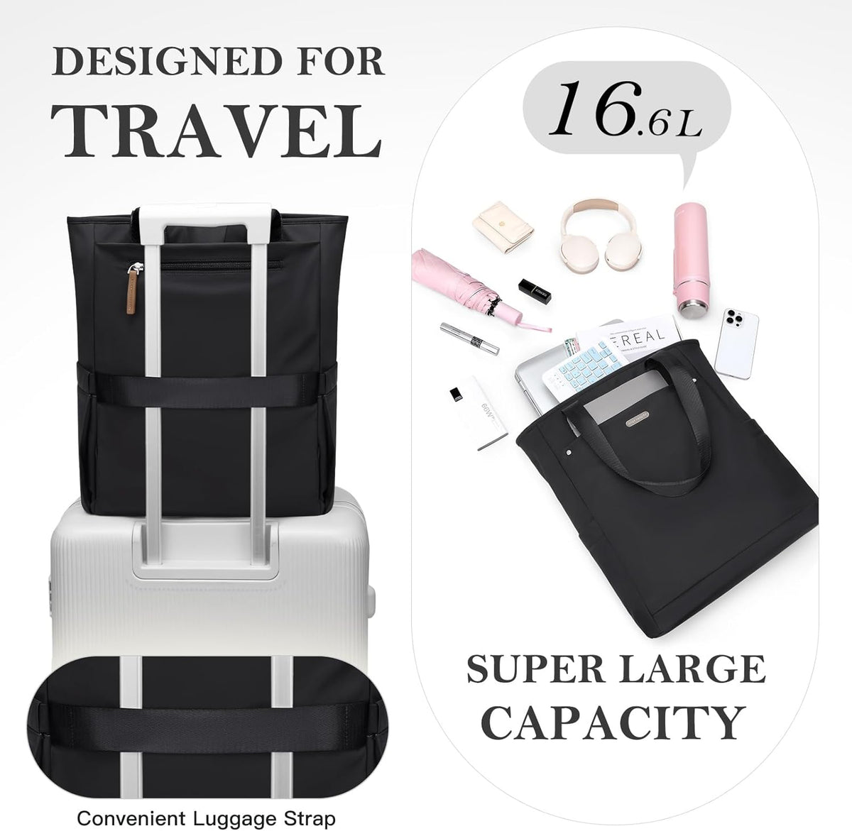 Backpack Backpack Leisure,16 Inch,Black Convertible Laptop for Women Men Carry on Tote Teacher Bookbag for College Work