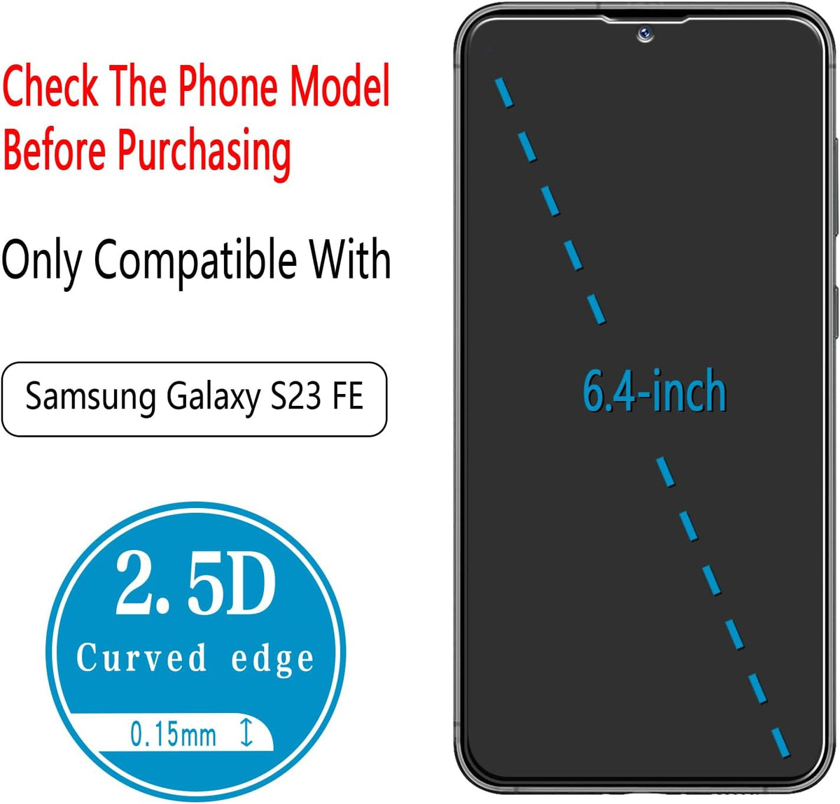 (2 Pack) S23 9H Designed for Samsung Galaxy FE Tempered Glass Screen Protector, Hardness, Anti Scratch, Bubble Free