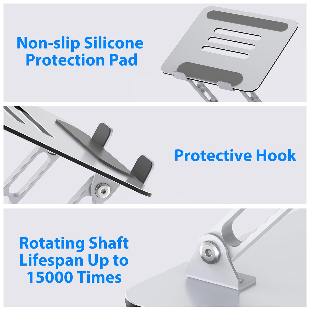 Gogoonike Laptop Stand for Desk, Adjustable Laptop Riser, Metal Foldable Computer Stand Holder Portable Notebook Mount, Ventilated Cooling Printer Stand Compatible with 10-15.6” Laptops