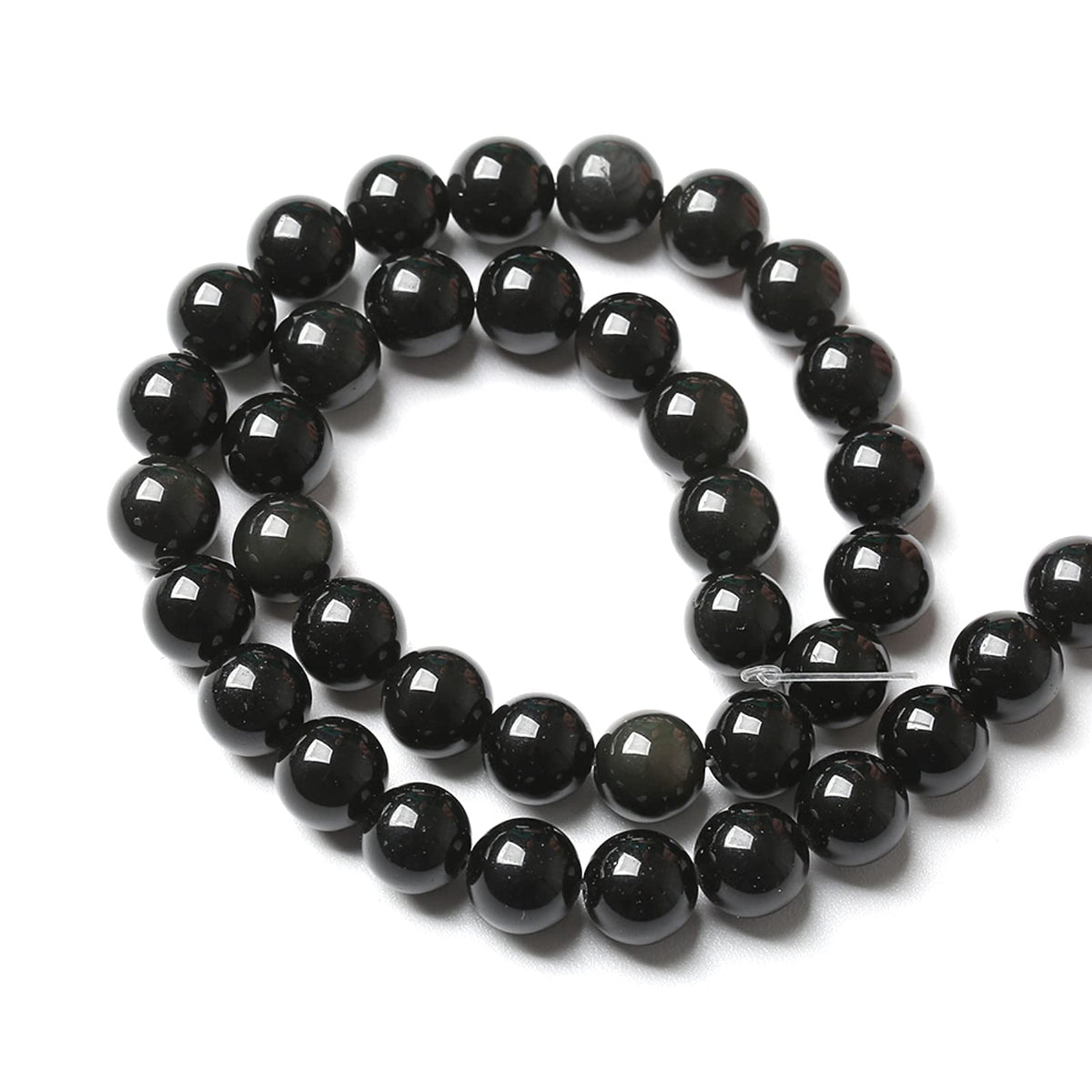 8MM 46PCS Natural Stone Black Obsidian Gemstone Loose Beads for Jewelry Making DIY Bracelet 1 Strand