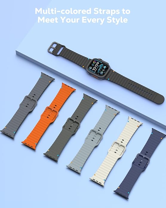 MoKo 2Pack Sport Watch Band Compatible with Apple Watch Band Ultra3/2/1 49mm/Series 11/10/9/8/7/6/5/4/3/2/1/SE3/SE2/SE 46/45/44/42/41/40/38mm,Adjustable Breathable Strap