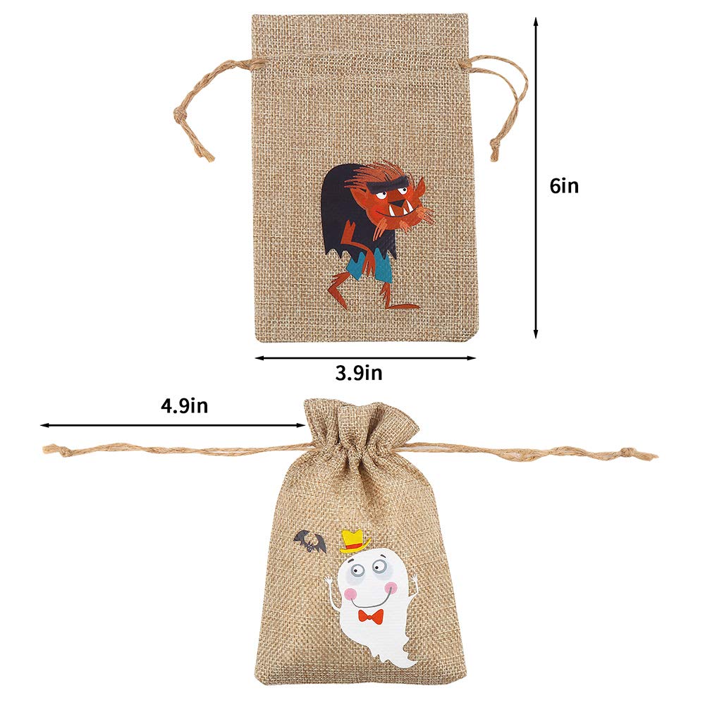 CCINEE 36pcs Burlap Halloween Party Bags Novelty Linen Jute Bags 4" x 6" for Halloween Gifts Packing Party Decoration Supplies