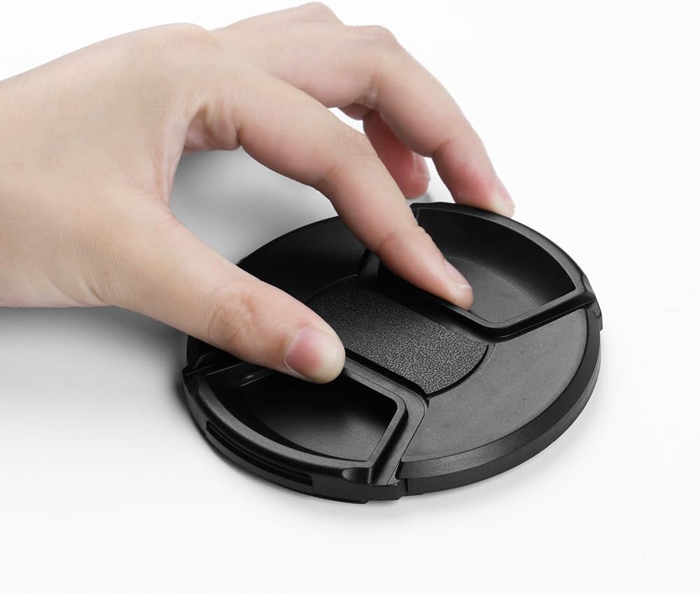 X-SweetDream 49mm 3 Pack Pinch Set Lens Cap Bundle, Universal Snap on Front Centre Lens Cover with Microfiber Lens