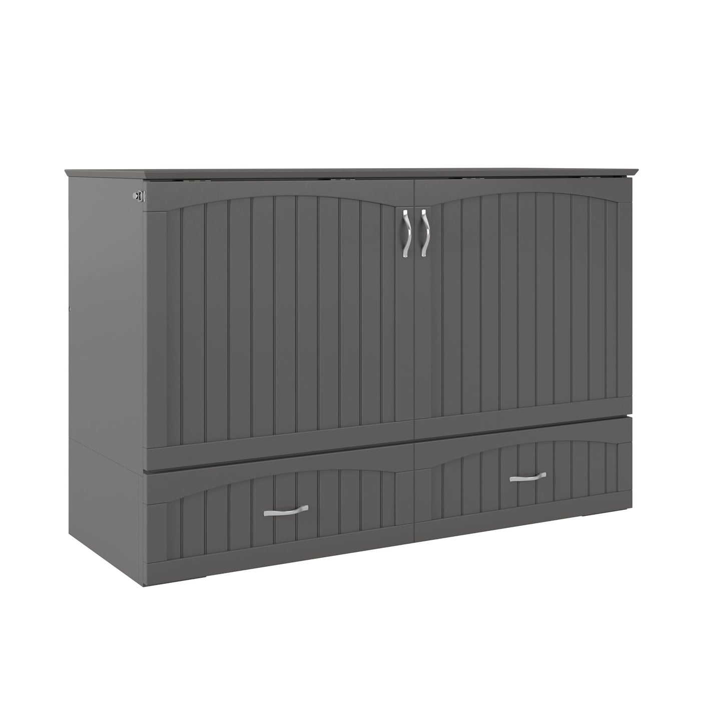 AFI, Aspen Mid-Century Modern Queen Solid Wood Murphy Bed Chest with Mattress in Grey
