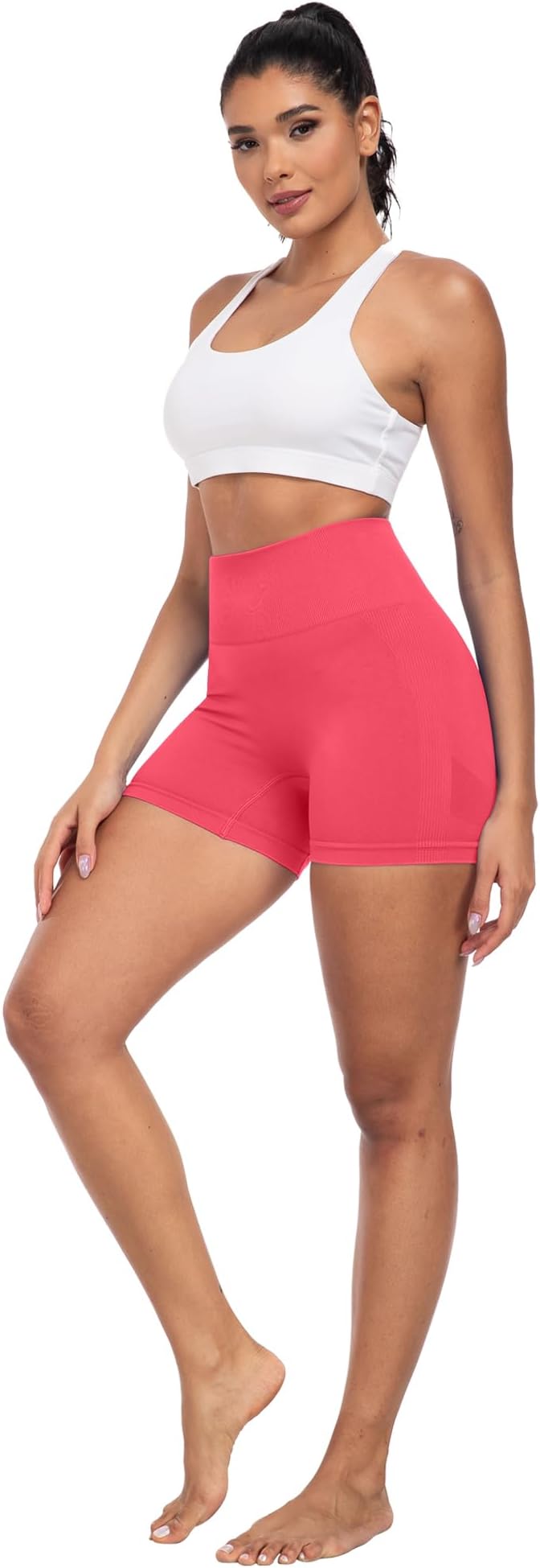 CHRLEISURE Women's 4 Packs Workout Gym Shorts, High Waisted Butt Lifting Scrunch Butt Seamless Booty Shorts
