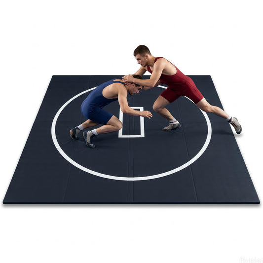 HESMAX 10' x 10' Wrestling Mat, Foldable Martial Arts Thick Mat, XPE Foam Wrestling Mats for BJJ, MMA, Jiu Jitsu, Judo & Grappling 1p2