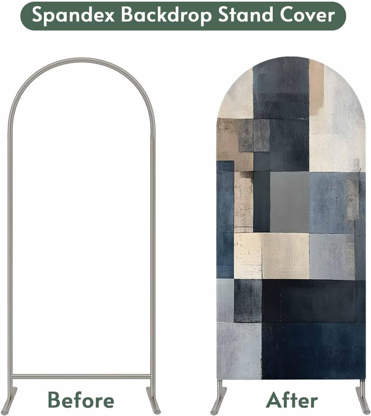 Jnbasdffb 7.2 Abstract Geometric Wedding Arch Cover,Stretchy Spandex Arch Backdrop Stand Covers FT,Blue Beige Gradient
