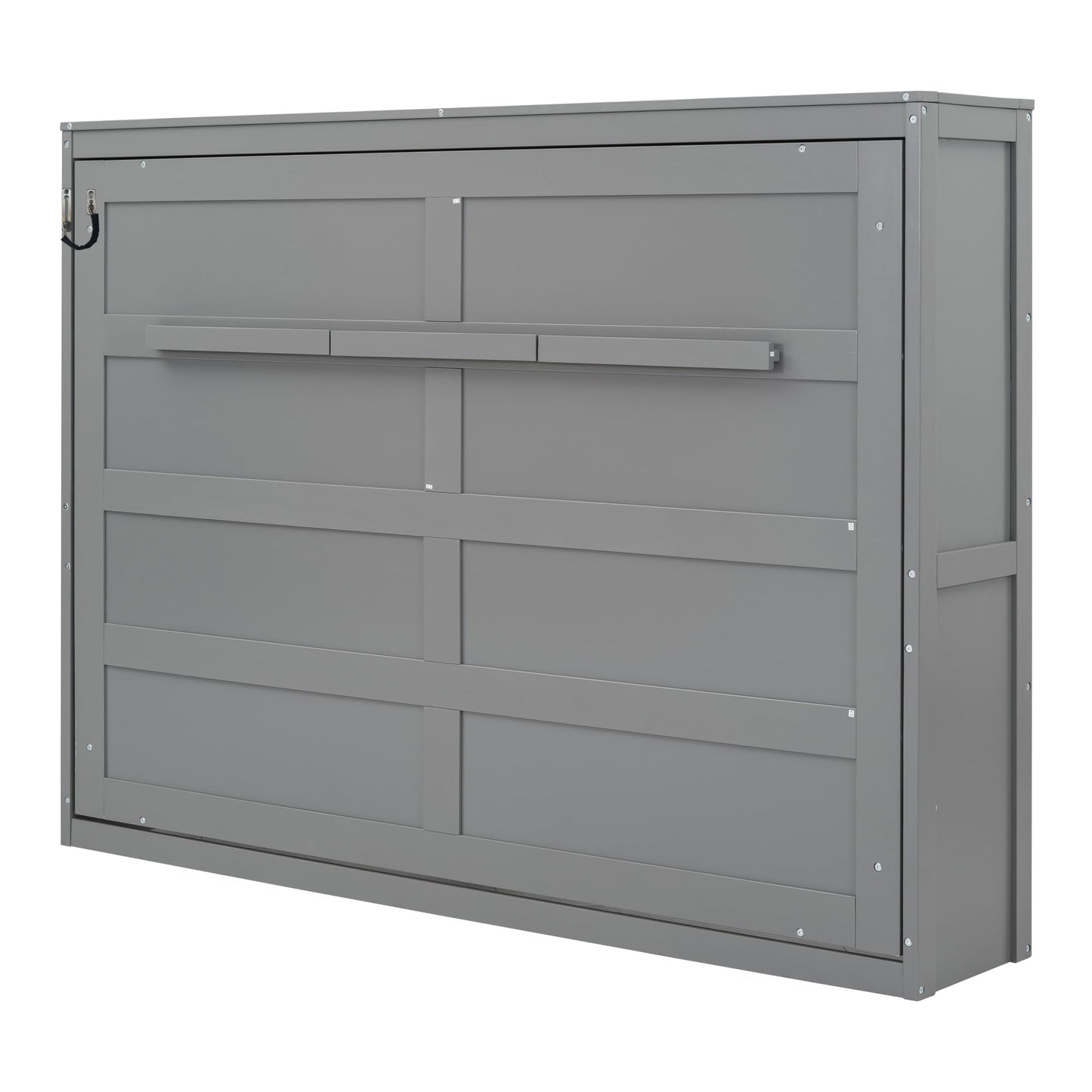 Merax Modern Farmhouse Solid Wood Murphy Cabinet Bed, Queen Foldable Wall Bed Frame, No Box Spring Needed/Space Saving, Gray