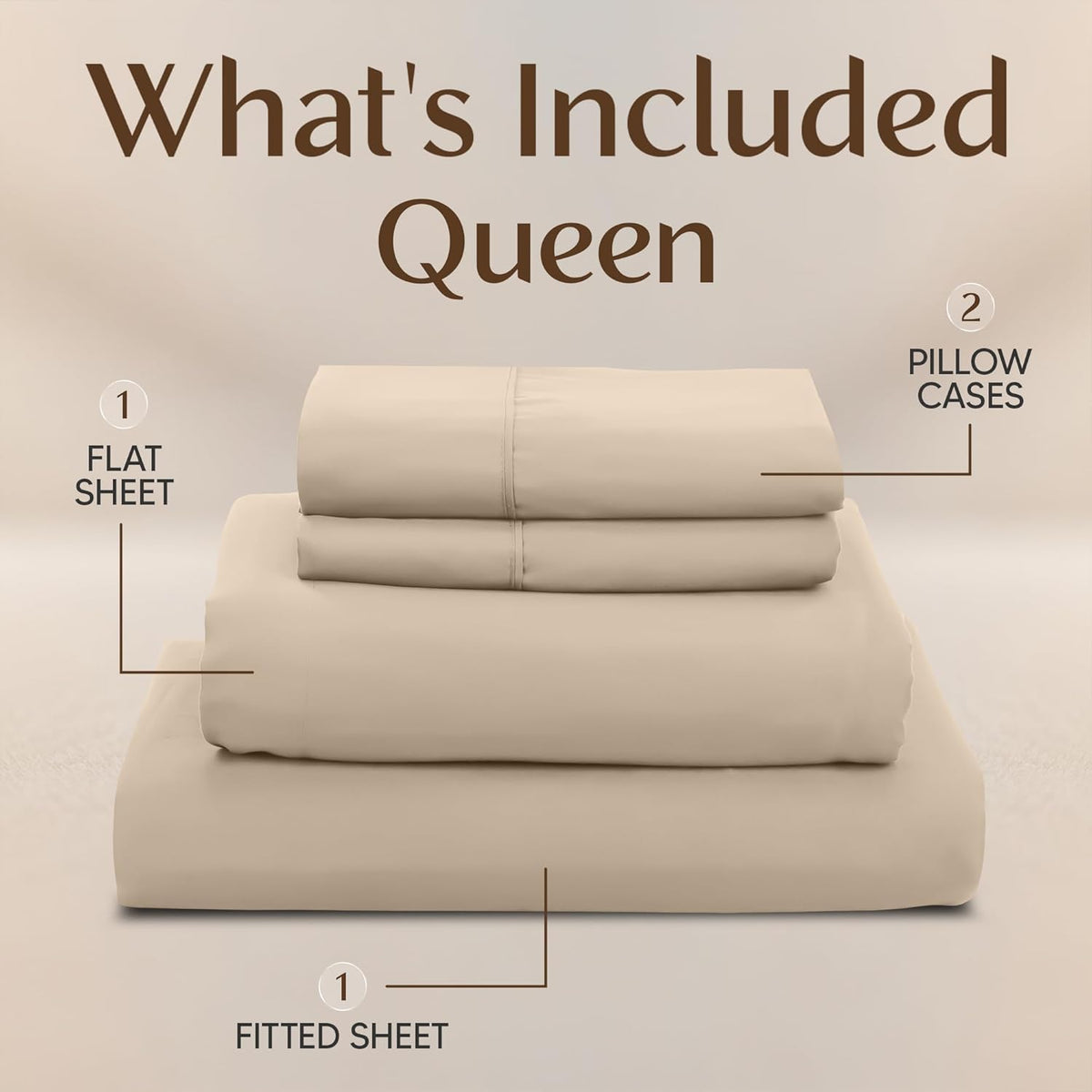 Utopia Bedding Queen Size Sheet Set - Soft, Breathable Microfiber, 4-Piece in Sand | Oeko-Tex Certified